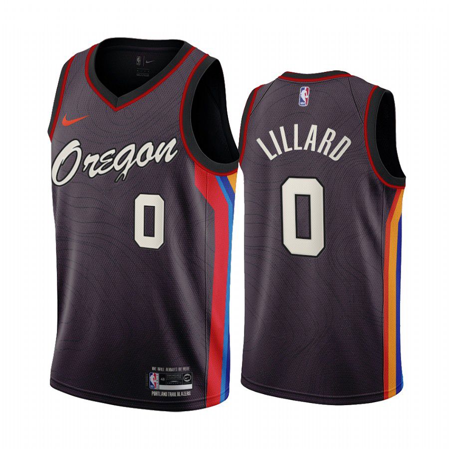 Men Portland Trail Blazers #0 damian lillard chocolate city edition oregon 2020 nba jersey